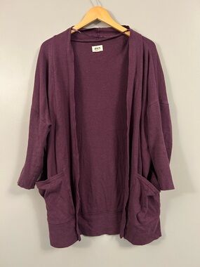 Pact Open-Front Burgundy Merlot Cardigan with Pockets Medium Large